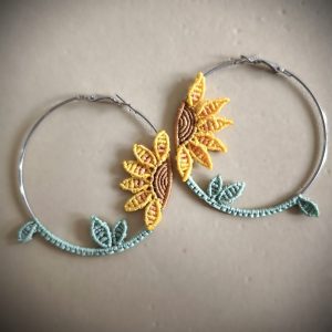 Earrings sunflower, ring